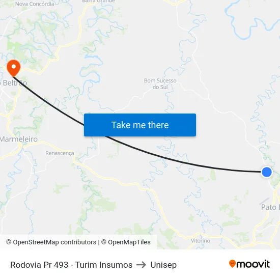 Rodovia Pr 493 - Turim Insumos to Unisep map