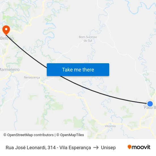 Rua José Leonardi, 314 - Vila Esperança to Unisep map
