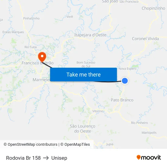 Rodovia Br 158 to Unisep map
