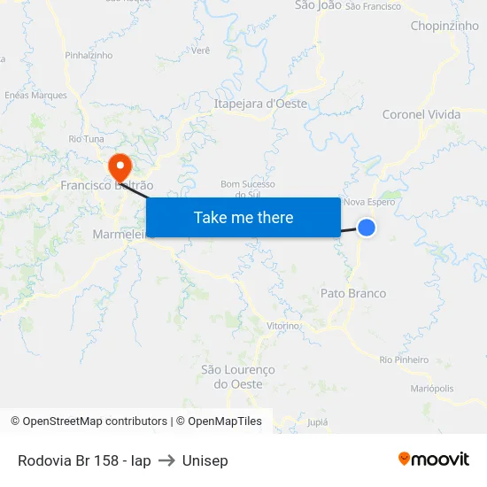 Rodovia Br 158 - Iap to Unisep map