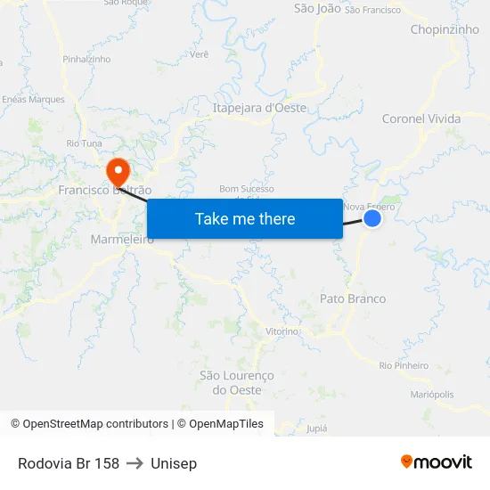 Rodovia Br 158 to Unisep map