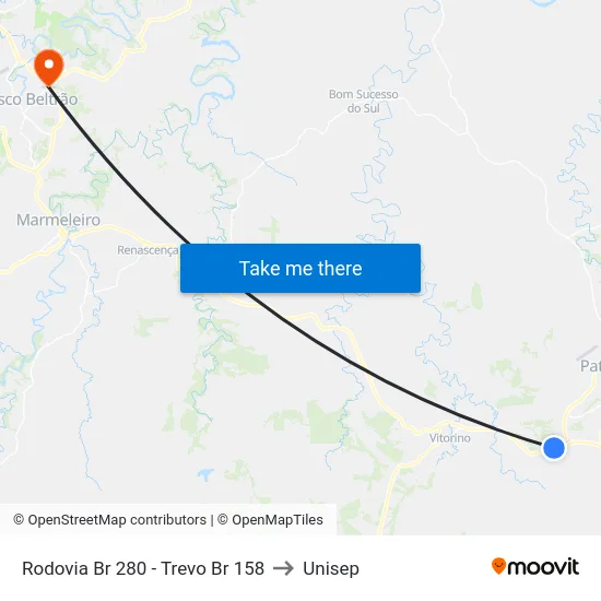 Rodovia Br 280 - Trevo Br 158 to Unisep map