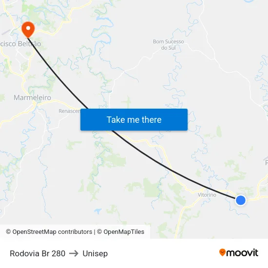 Rodovia Br 280 to Unisep map