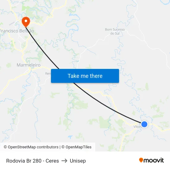 Rodovia Br 280 - Ceres to Unisep map