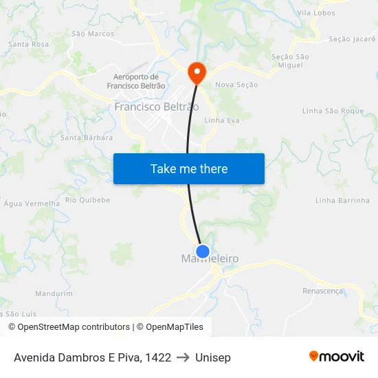 Avenida Dambros E Piva, 1422 to Unisep map