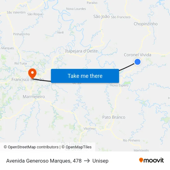 Avenida Generoso Marques, 478 to Unisep map