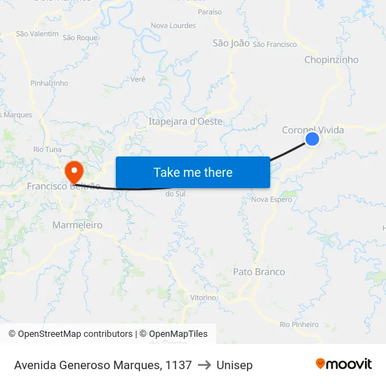 Avenida Generoso Marques, 1137 to Unisep map