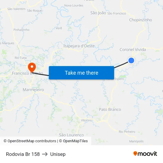 Rodovia Br 158 to Unisep map