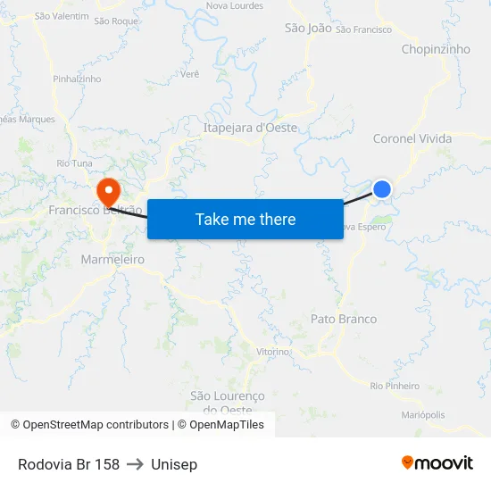 Rodovia Br 158 to Unisep map