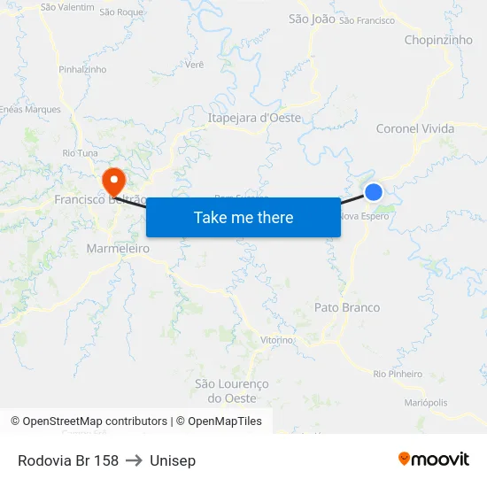 Rodovia Br 158 to Unisep map