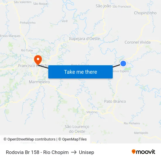 Rodovia Br 158 - Rio Chopim to Unisep map