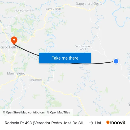 Rodovia Pr 493 (Vereador Pedro José Da Silva) - Sede Gavião to Unisep map