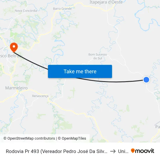 Rodovia Pr 493 (Vereador Pedro José Da Silva) - Moinho Dona Alda to Unisep map