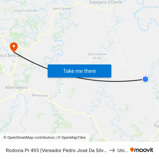 Rodovia Pr 493 (Vereador Pedro José Da Silva) - Moinho Dona Alda to Unisep map