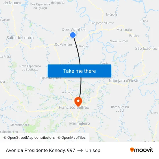 Avenida Presidente Kenedy, 997 to Unisep map
