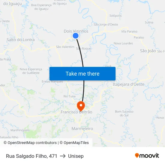 Rua Salgado Filho, 471 to Unisep map