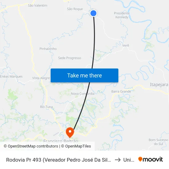 Rodovia Pr 493 (Vereador Pedro José Da Silva) - Lambedor to Unisep map