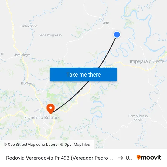 Rodovia Vererodovia Pr 493 (Vereador Pedro José Da Silva)Ador Pedro José Da Silva, 44 to Unisep map