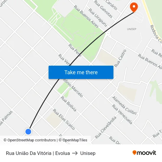 Rua União Da Vitória | Evolua to Unisep map