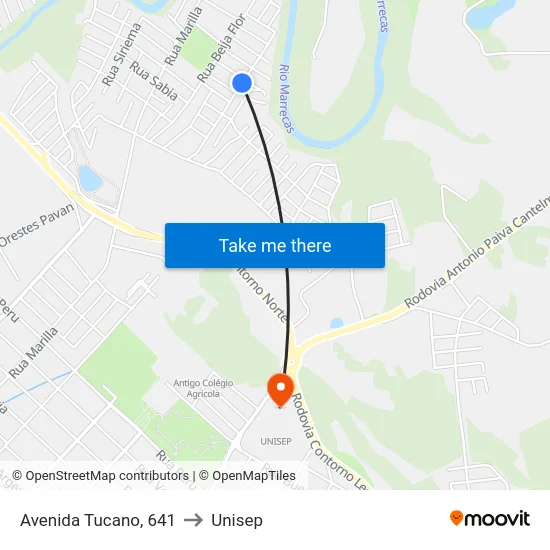 Avenida Tucano, 641 to Unisep map