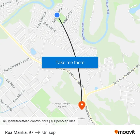 Rua Marília, 97 to Unisep map