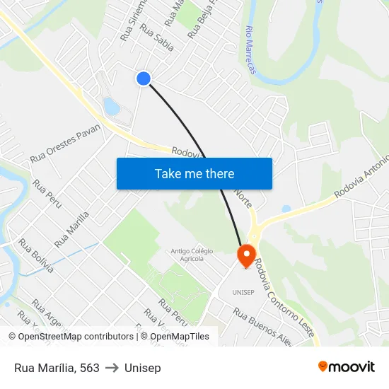 Rua Marília, 563 to Unisep map