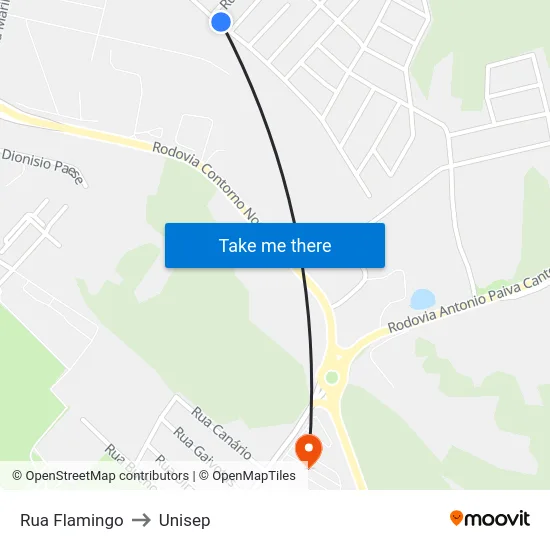Rua Flamingo to Unisep map