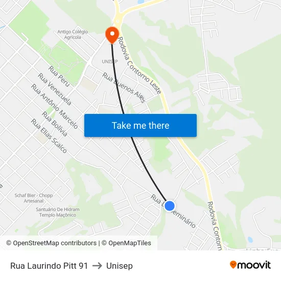 Rua Laurindo Pitt 91 to Unisep map