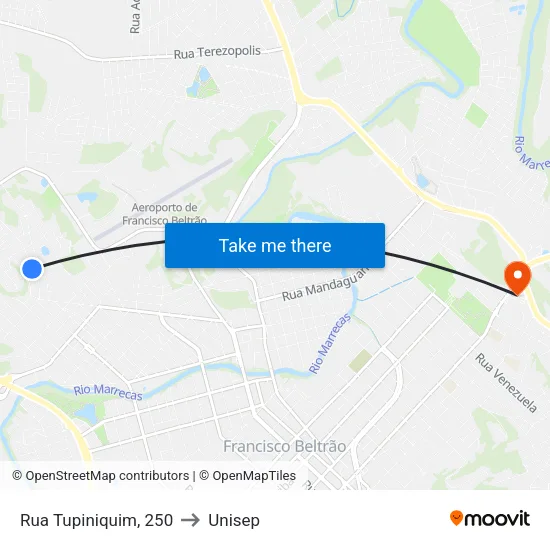 Rua Tupiniquim, 250 to Unisep map