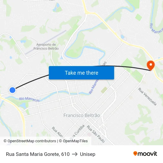 Rua Santa Maria Gorete, 610 to Unisep map