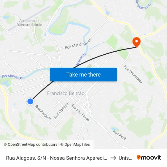 Rua Alagoas, S/N - Nossa Senhora Aparecida to Unisep map