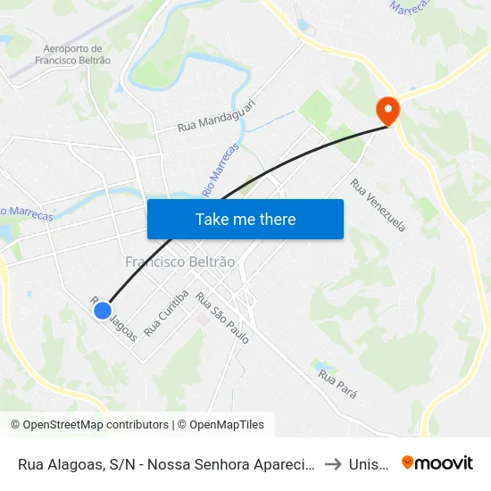 Rua Alagoas, S/N - Nossa Senhora Aparecida to Unisep map
