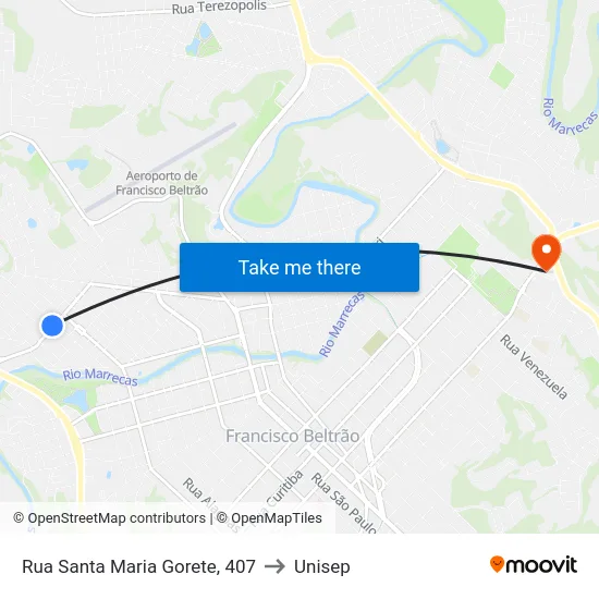 Rua Santa Maria Gorete, 407 to Unisep map