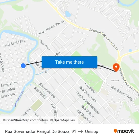 Rua Governador Parigot De Souza, 91 to Unisep map