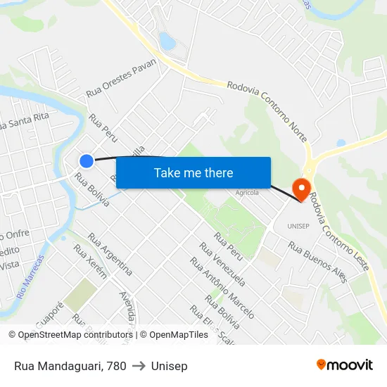 Rua Mandaguari, 780 to Unisep map