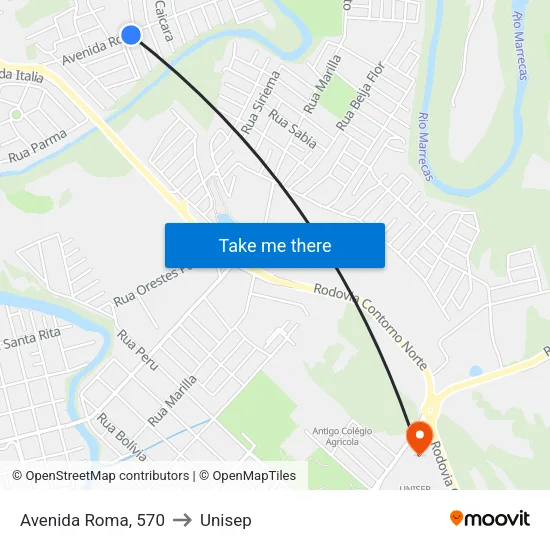 Avenida Roma, 570 to Unisep map