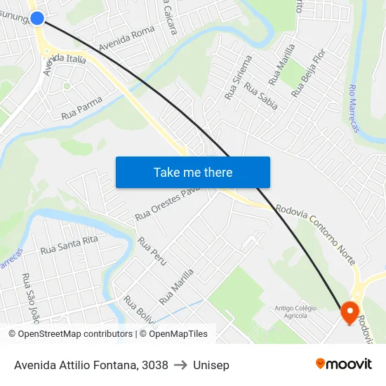 Avenida Attilio Fontana, 3038 to Unisep map