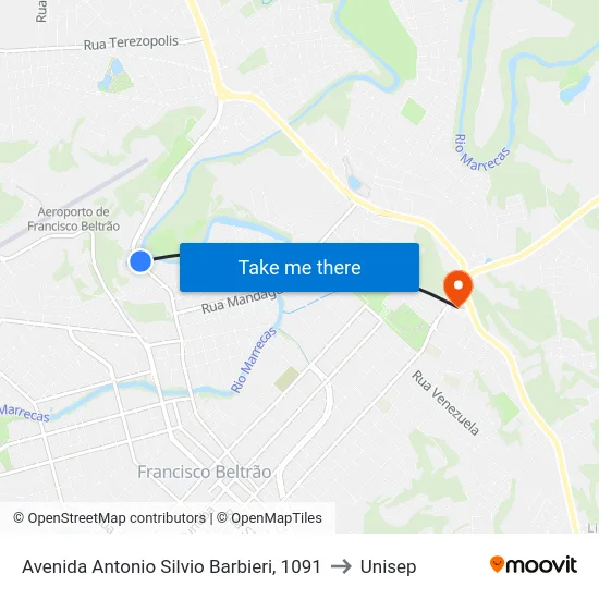 Avenida Antonio Silvio Barbieri, 1091 to Unisep map