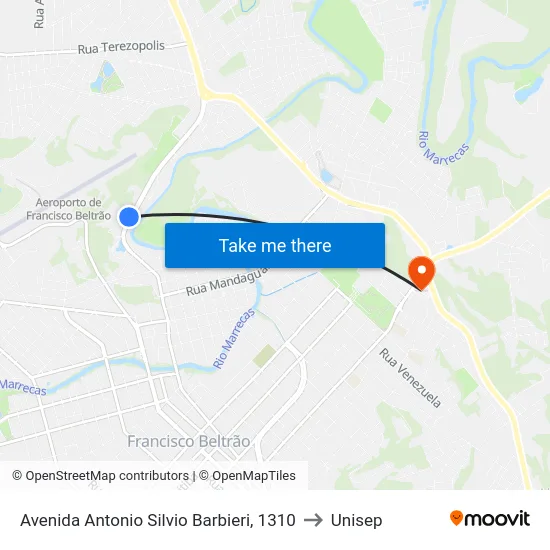Avenida Antonio Silvio Barbieri, 1310 to Unisep map