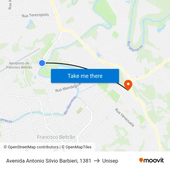 Avenida Antonio Silvio Barbieri, 1381 to Unisep map