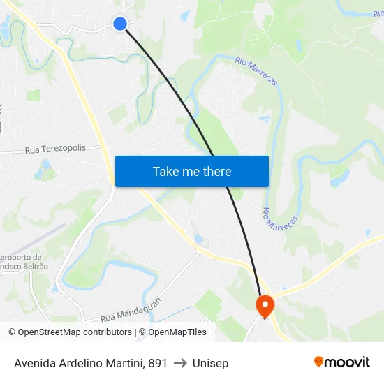 Avenida Ardelino Martini, 891 to Unisep map