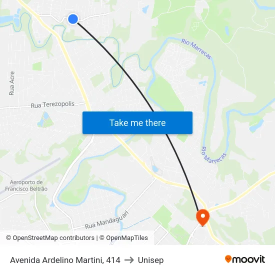Avenida Ardelino Martini, 414 to Unisep map