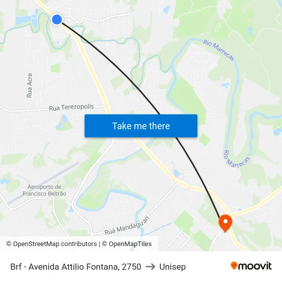 Brf - Avenida Attilio Fontana, 2750 to Unisep map