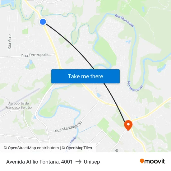 Avenida Atílio Fontana, 4001 to Unisep map