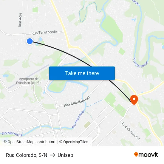 Rua Colorado, S/N to Unisep map