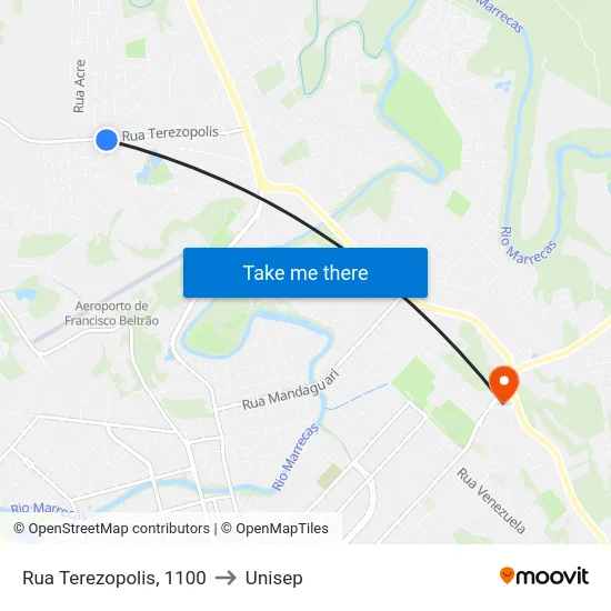 Rua Terezopolis, 1100 to Unisep map