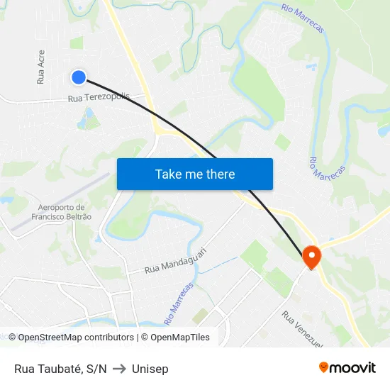 Rua Taubaté, S/N to Unisep map