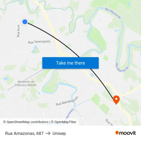 Rua Amazonas, 687 to Unisep map