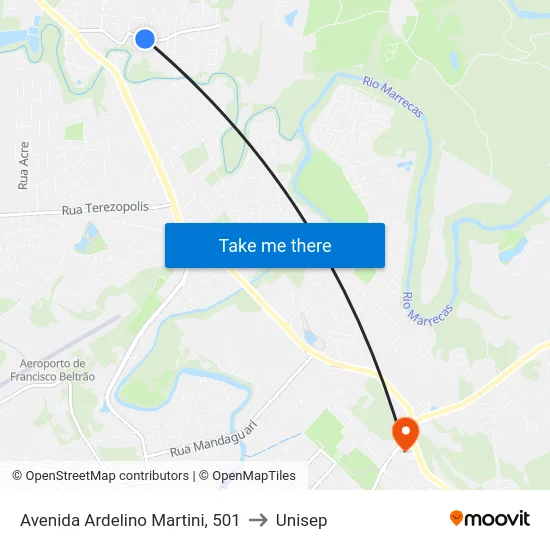 Avenida Ardelino Martini, 501 to Unisep map