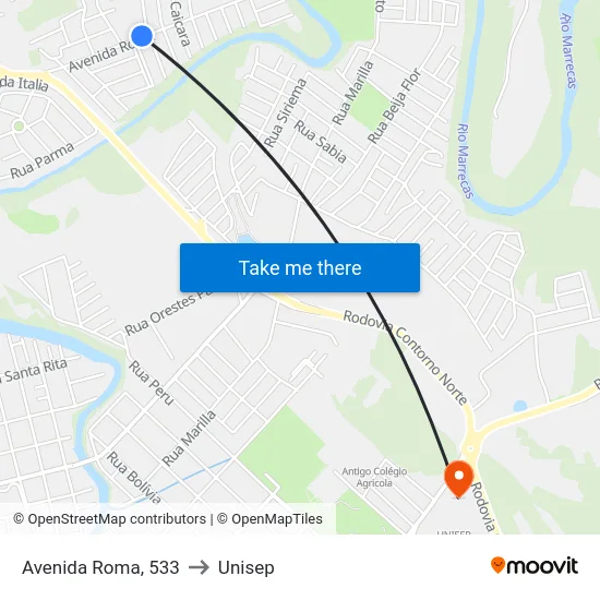 Avenida Roma, 533 to Unisep map